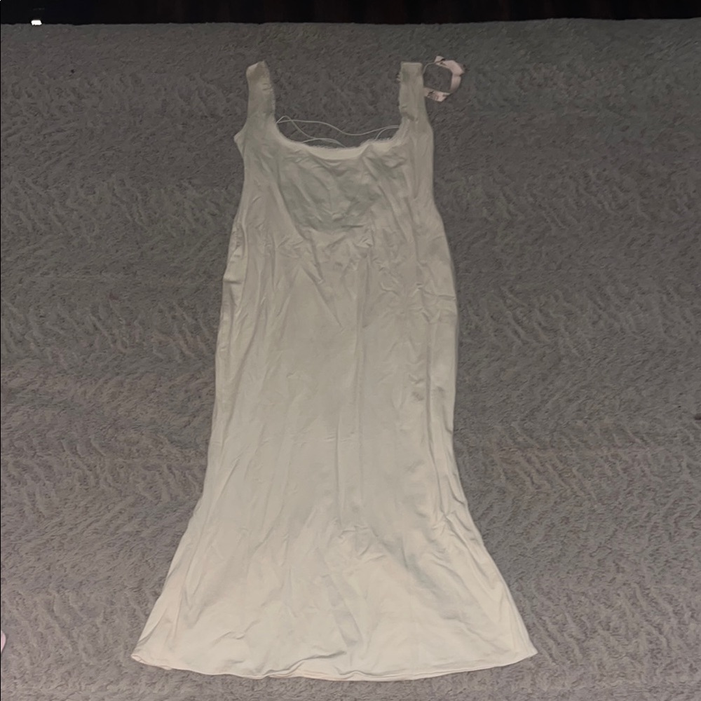 Oh Polly Modal Lace-Trim Midaxi Dress in Ivory